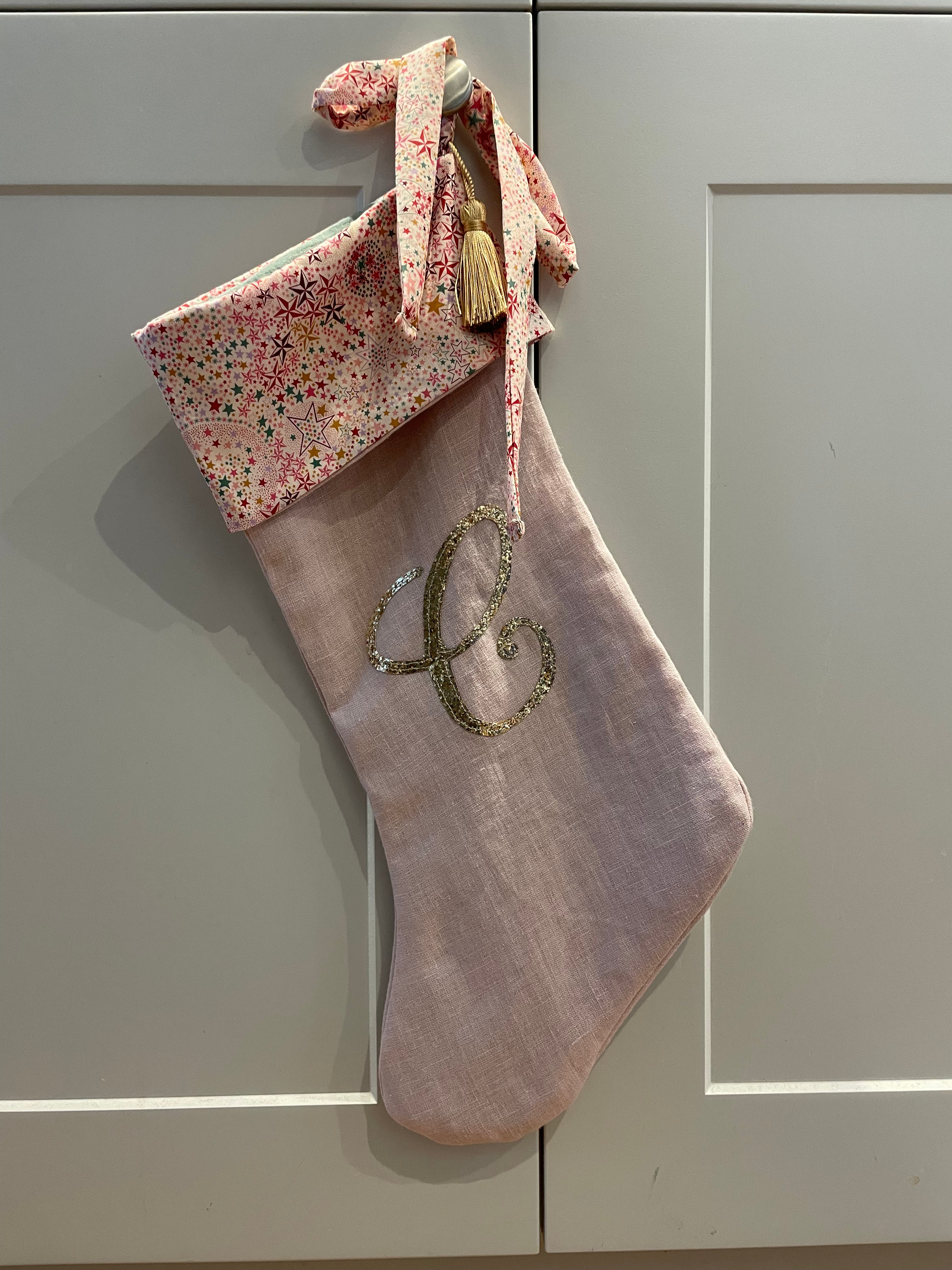 *Pre-order* Liberty & Linen Christmas stocking - Blush