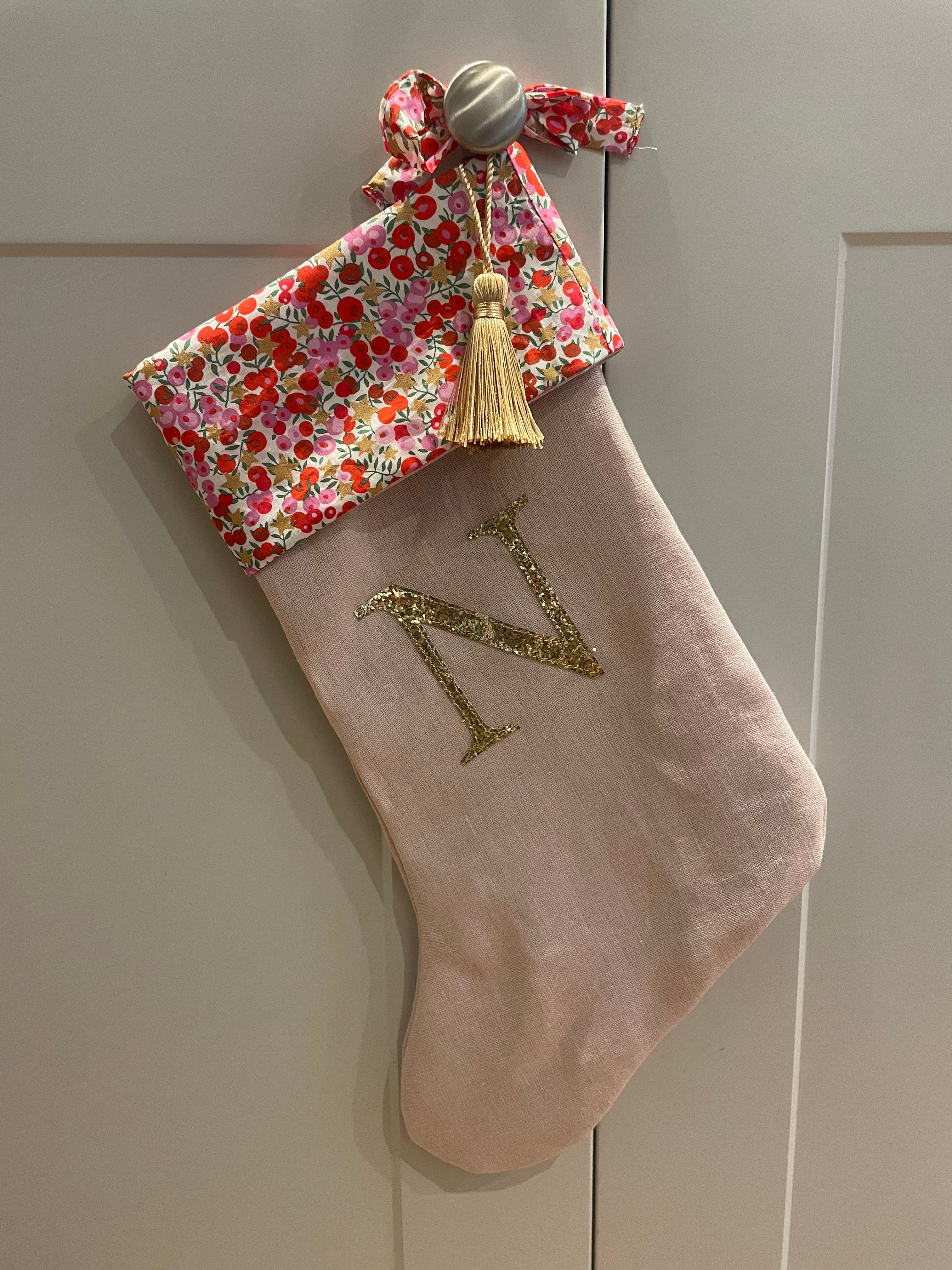 *Pre-order* Liberty & Linen Christmas stocking - Blush