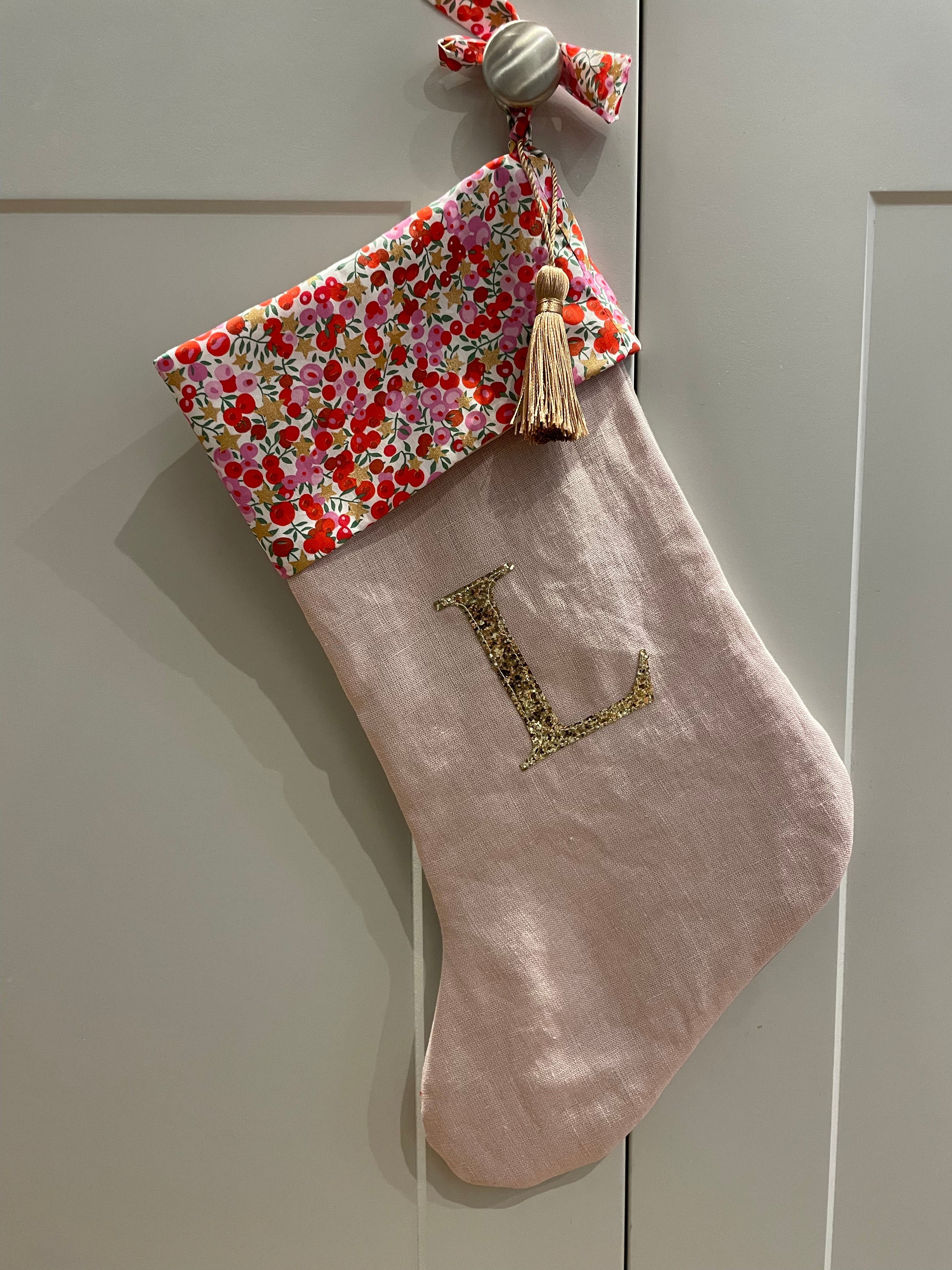 *Pre-order* Liberty & Linen Christmas stocking - Blush