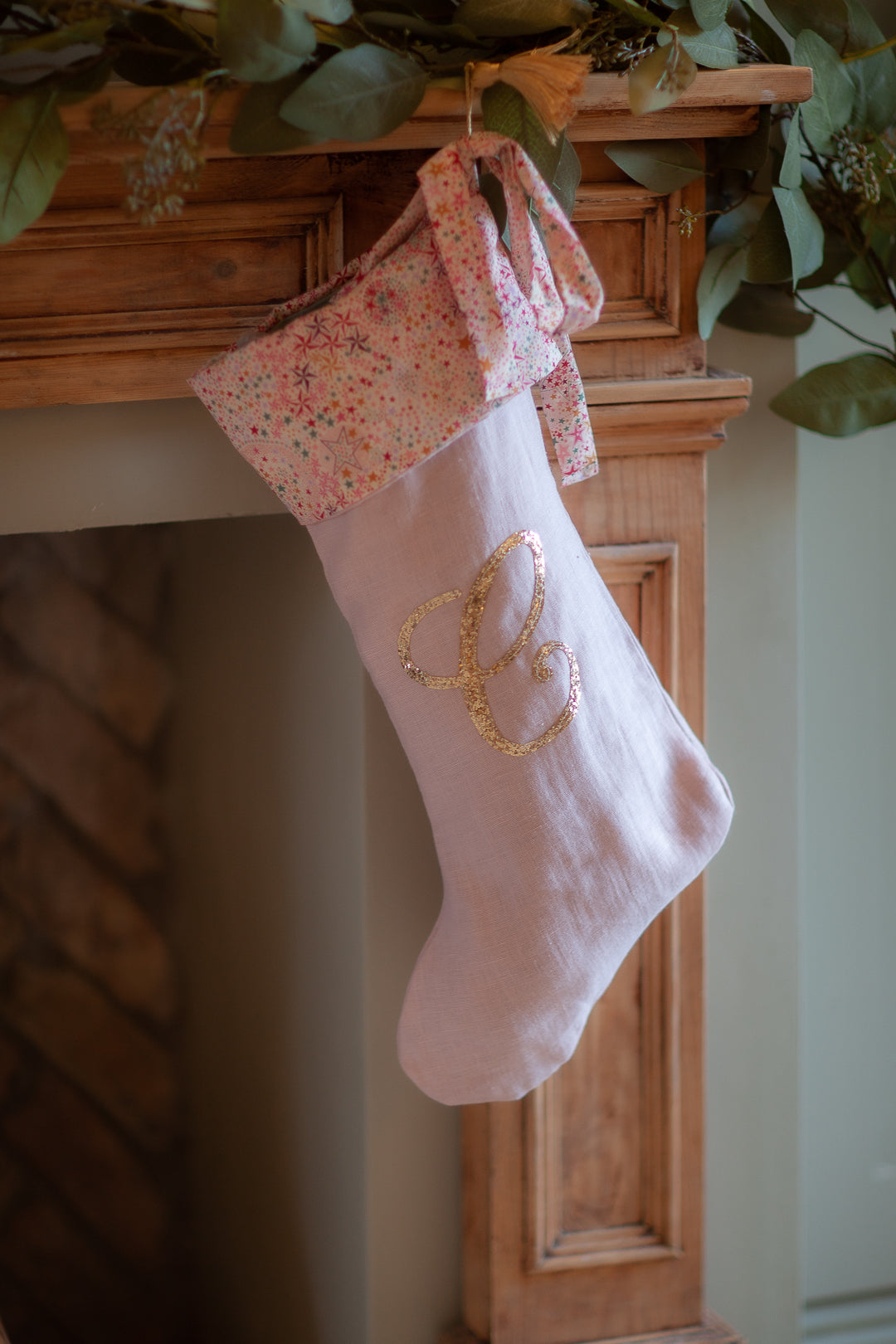 *Pre-order* Liberty & Linen Christmas stocking - Blush