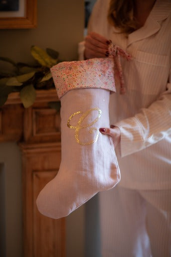 *Pre-order* Liberty & Linen Christmas stocking - Blush