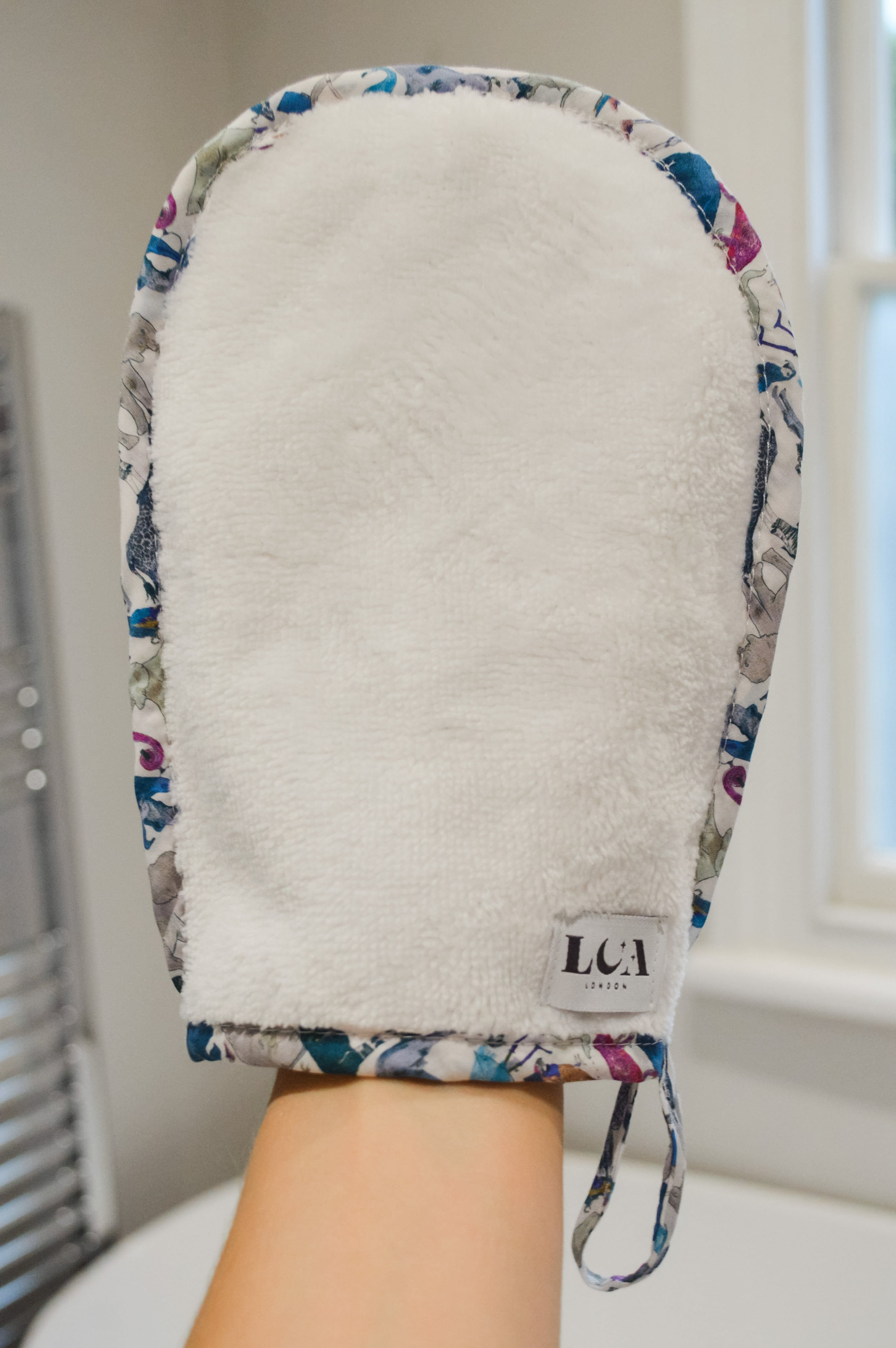 Wash mitt made with Liberty fabric & matching hair scrunchie