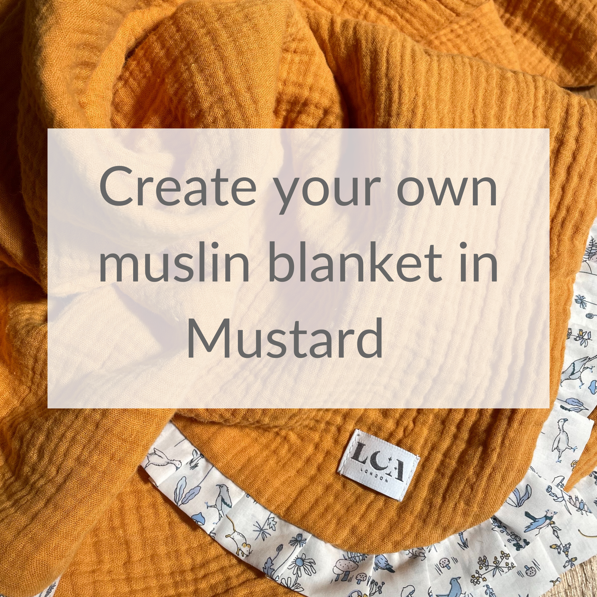 Create your own muslin blanket made with Liberty pleated trim- Mustard